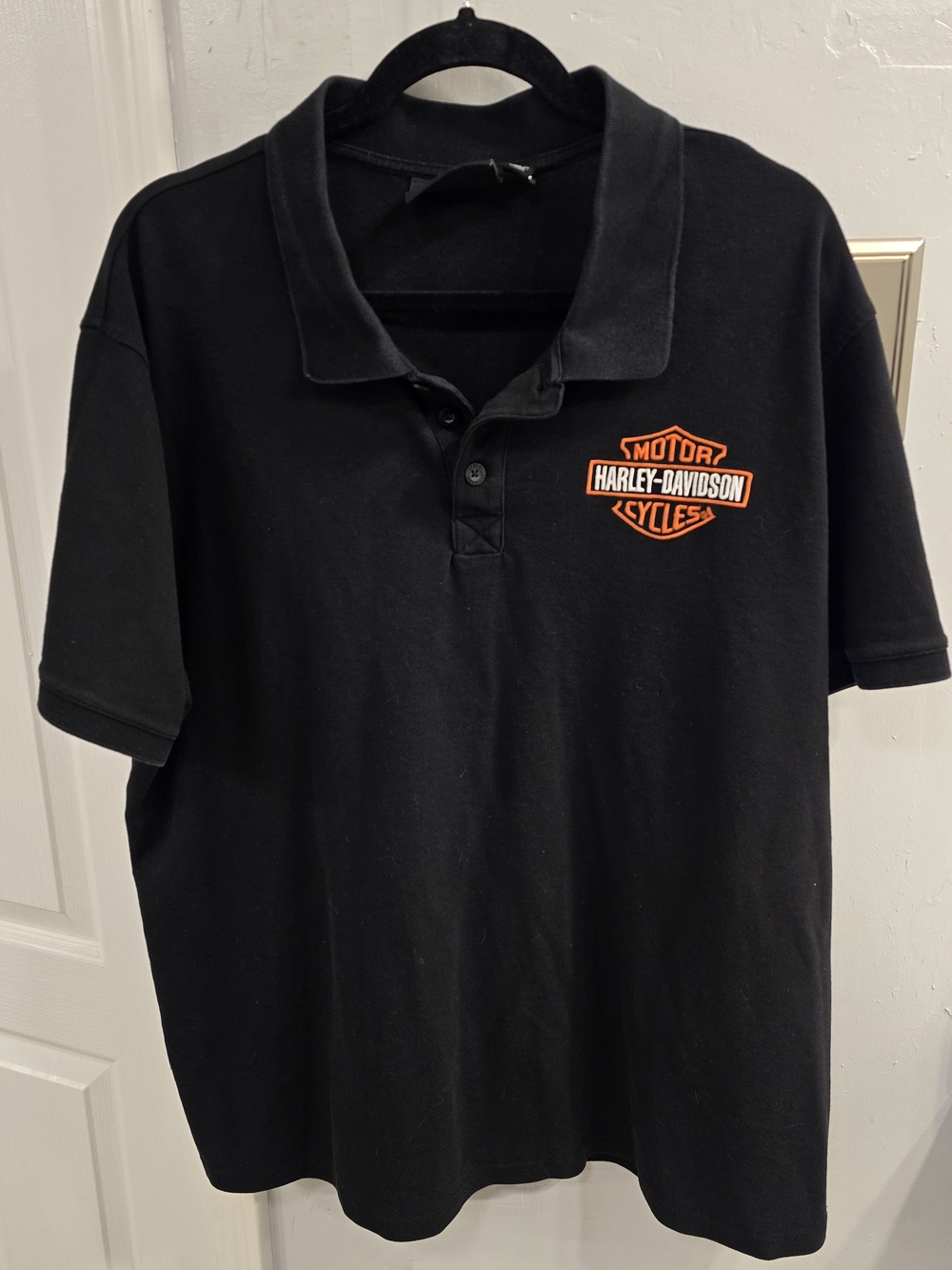 Harley-Davidson Black Polo with Orange Logo Patch